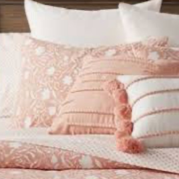 Threshold Textured Striped Pillow in a Dusty Rose Pink Color 17”x17” - Picture 2 of 6